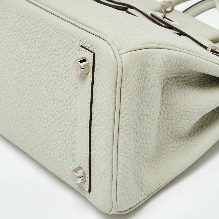 Pre Owned Hermès Gris Neve Togo Leather Palladium Finish Birkin 25 Bag
