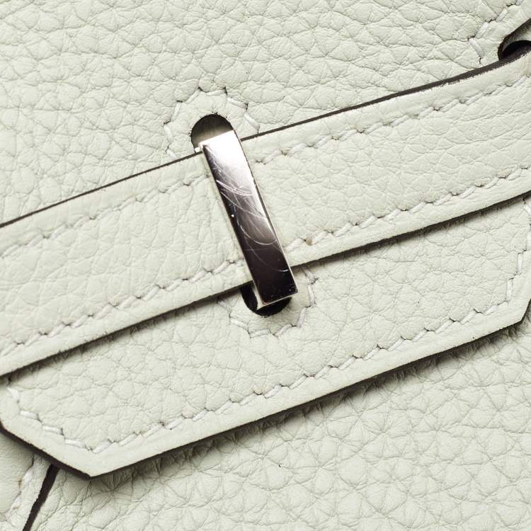 Pre Owned Hermès Gris Neve Togo Leather Palladium Finish Birkin 25 Bag
