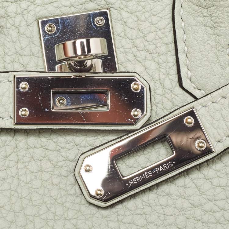 Pre Owned Hermès Gris Neve Togo Leather Palladium Finish Birkin 25 Bag