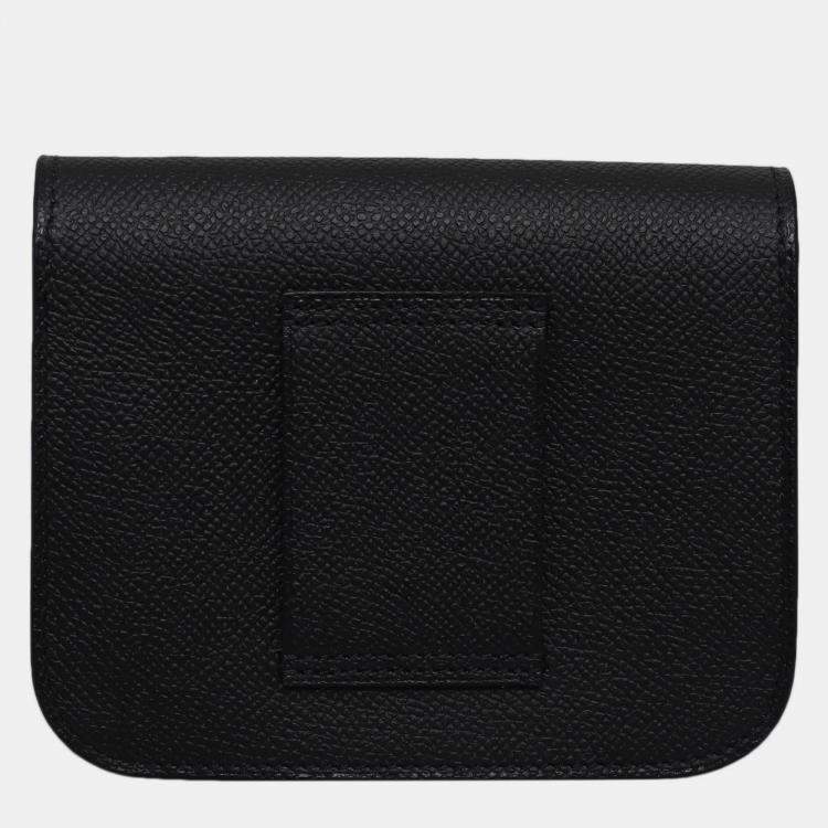 Pre Owned Hermes Black Epsom Leather Constance Slim Wallet
