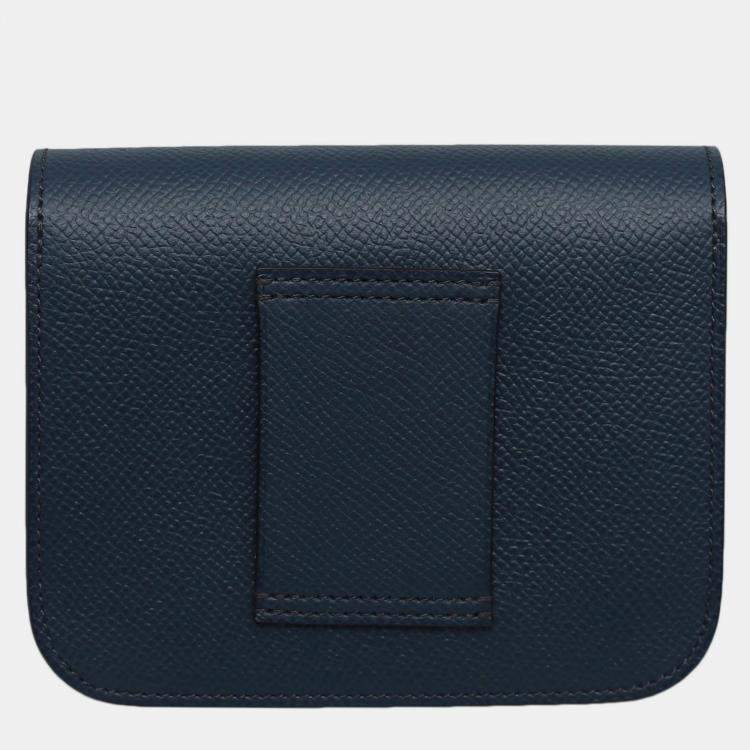 Pre Owned Hermes Blue Epsom Constance Slim Wallet