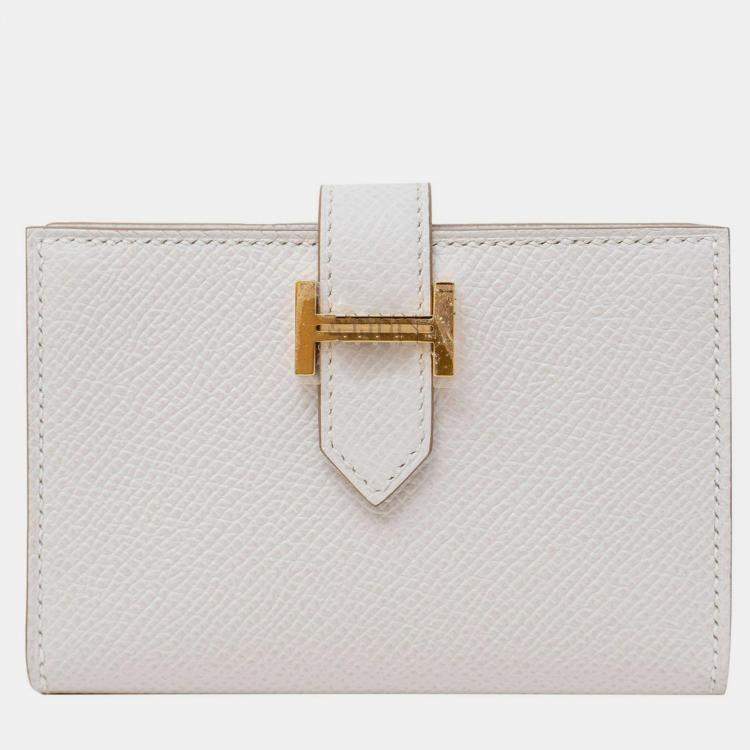 Pre Owned Hermes Gris Pale Epsom Bearn Card Holder GHW