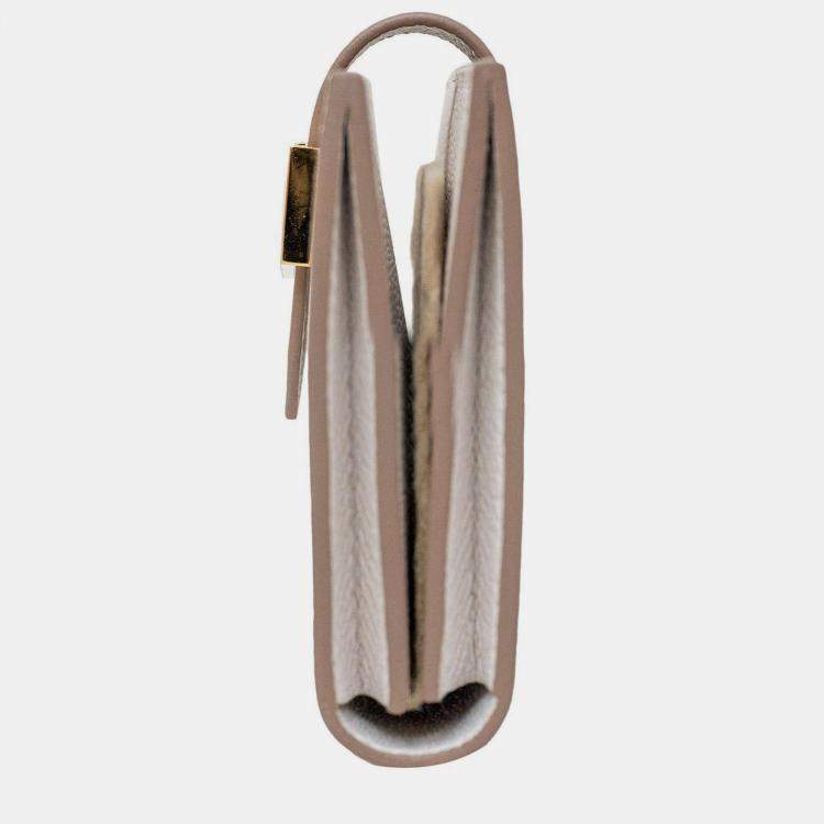 Pre Owned Hermes Gris Pale Epsom Bearn Card Holder GHW