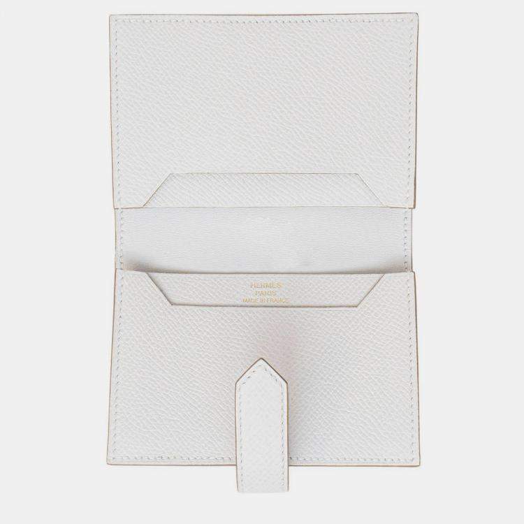 Pre Owned Hermes Gris Pale Epsom Bearn Card Holder GHW