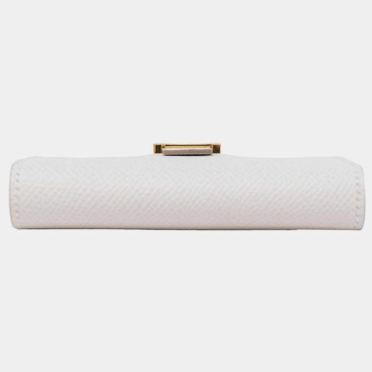 Pre Owned Hermes Gris Pale Epsom Bearn Card Holder GHW