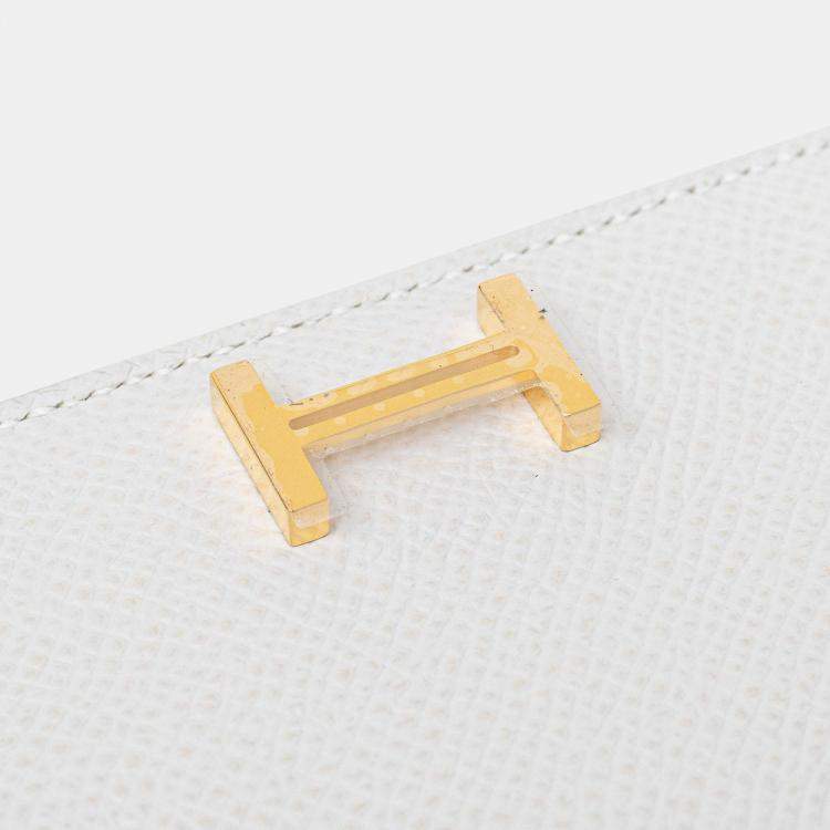 Pre Owned Hermes Gris Pale Epsom Bearn Card Holder GHW