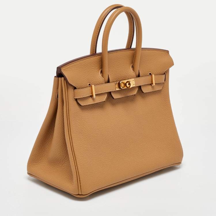 Pre Owned Hermes Biscuit Togo Leather Gold Finish Birkin 25 Bag