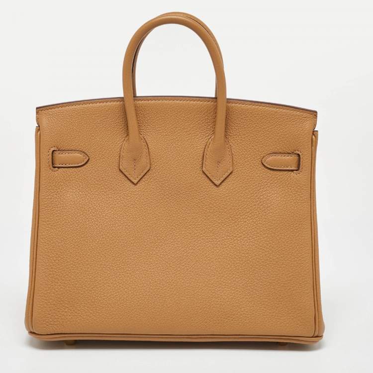 Pre Owned Hermes Biscuit Togo Leather Gold Finish Birkin 25 Bag