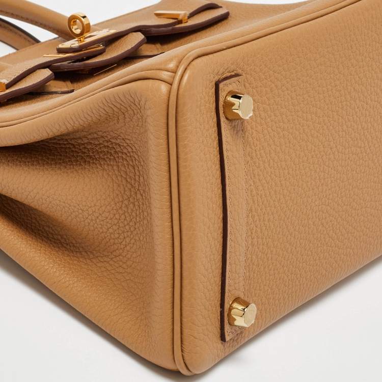 Pre Owned Hermes Biscuit Togo Leather Gold Finish Birkin 25 Bag