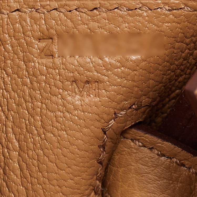 Pre Owned Hermes Biscuit Togo Leather Gold Finish Birkin 25 Bag