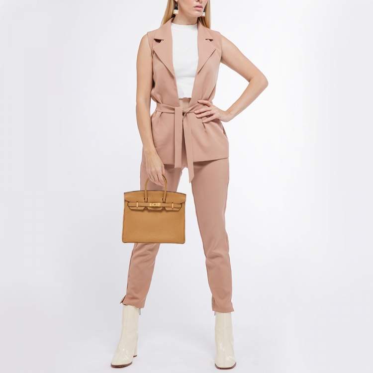 Pre Owned Hermes Biscuit Togo Leather Gold Finish Birkin 25 Bag