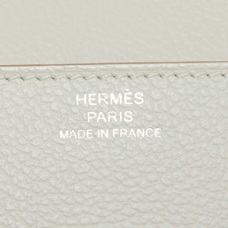 Pre Owned Hermes Evercolor Gris Perle Leather Roulis Slim Wallet
