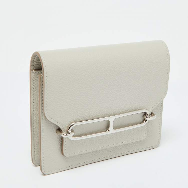 Pre Owned Hermes Evercolor Gris Perle Leather Roulis Slim Wallet