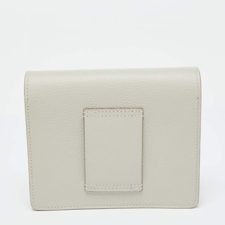 Pre Owned Hermes Evercolor Gris Perle Leather Roulis Slim Wallet