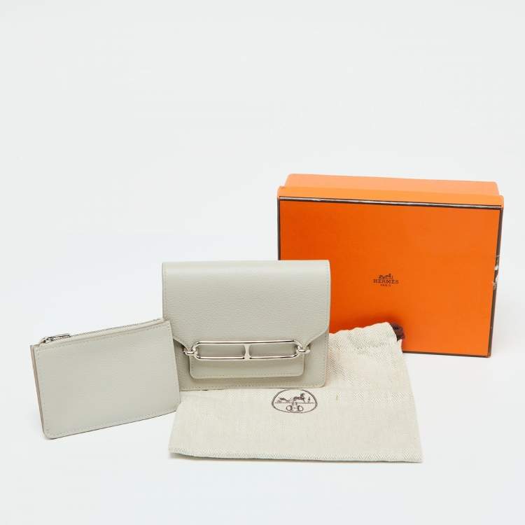 Pre Owned Hermes Evercolor Gris Perle Leather Roulis Slim Wallet