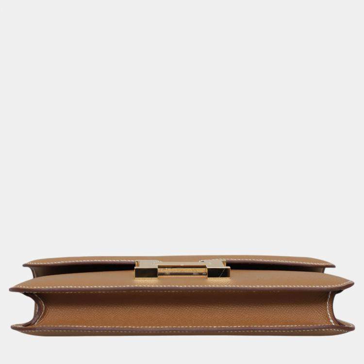 Pre Owned Hermes Gold Leather Constance Elan Bag