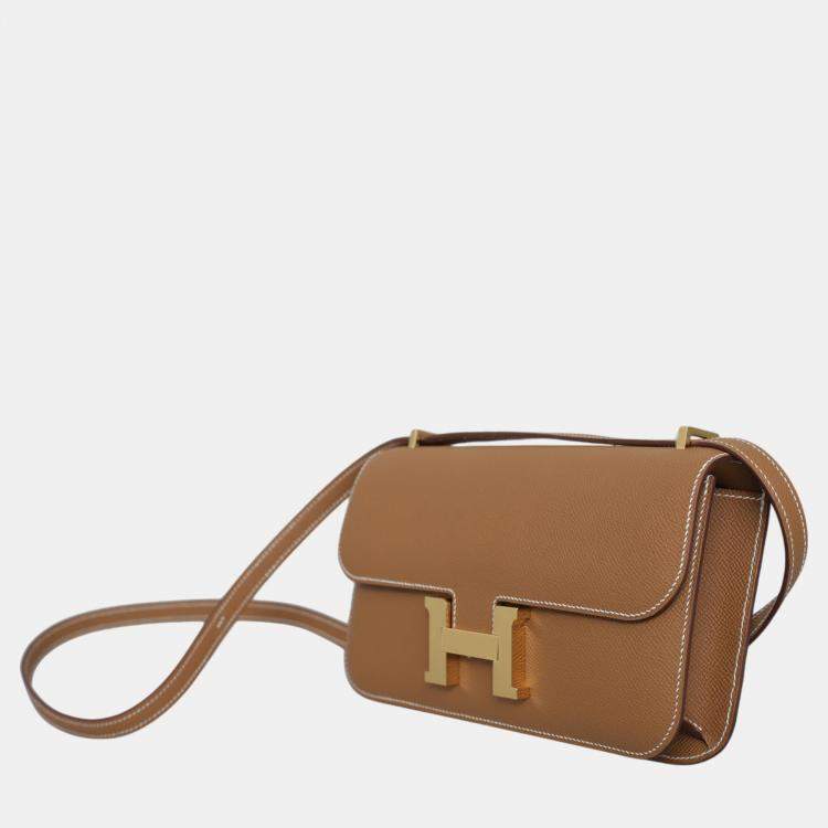Pre Owned Hermes Gold Leather Constance Elan Bag