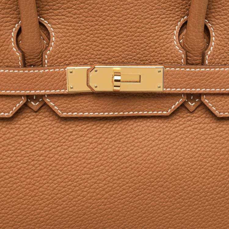 Pre Owned Hermès Gold Togo Leather Gold Finish Birkin 30 Bag