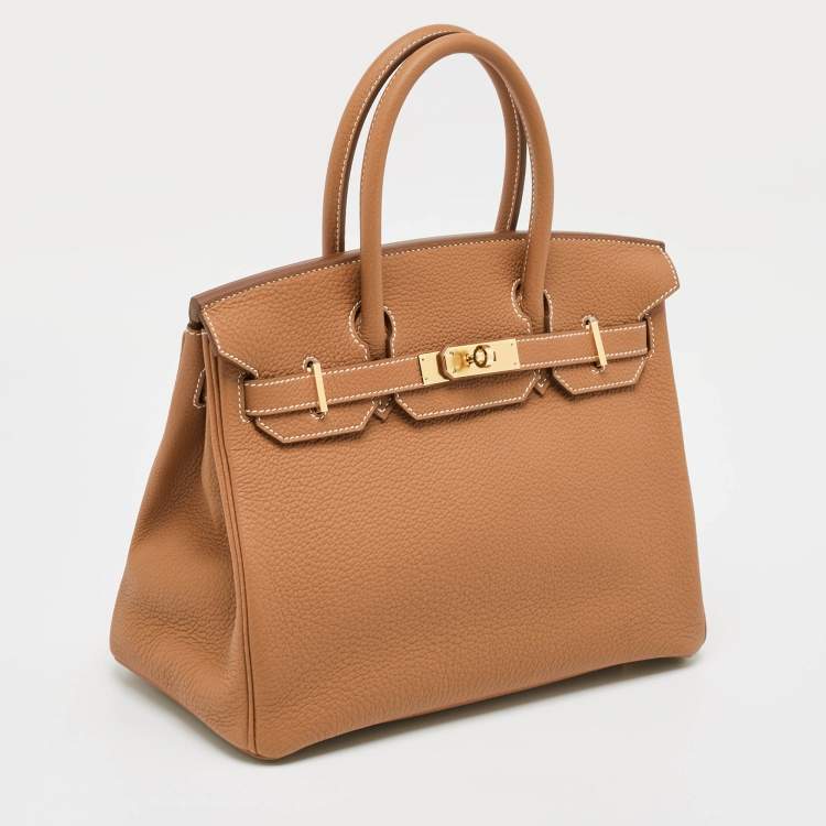 Pre Owned Hermès Gold Togo Leather Gold Finish Birkin 30 Bag