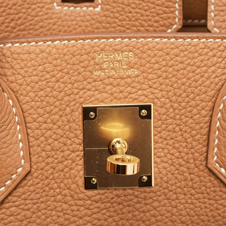 Pre Owned Hermès Gold Togo Leather Gold Finish Birkin 30 Bag