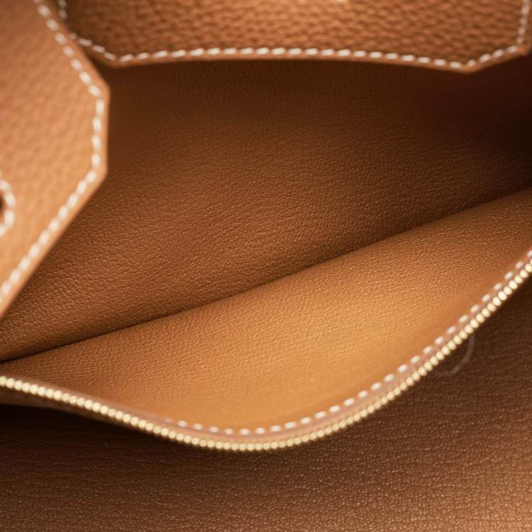 Pre Owned Hermès Gold Togo Leather Gold Finish Birkin 30 Bag