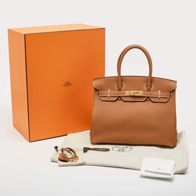 Pre Owned Hermès Gold Togo Leather Gold Finish Birkin 30 Bag
