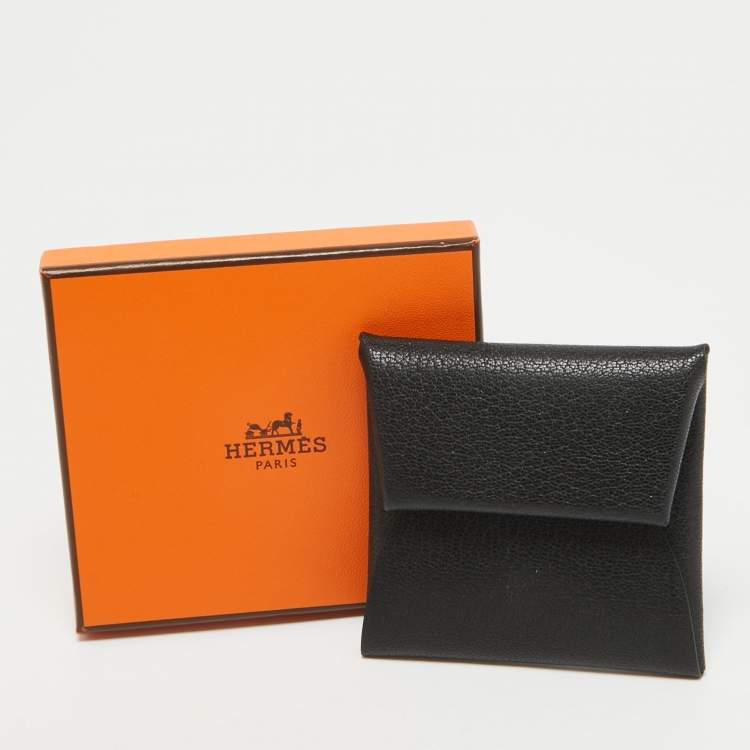 Pre Owned Hermes Noir Chevre Leather Bastia Change Purse