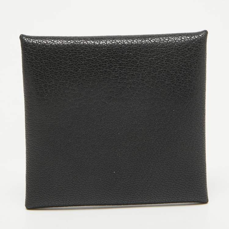 Pre Owned Hermes Noir Chevre Leather Bastia Change Purse
