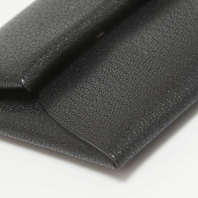 Pre Owned Hermes Noir Chevre Leather Bastia Change Purse