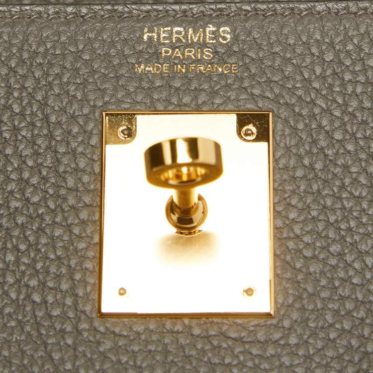 Pre Owned Hermes Etain Togo Leather Gold Finish Kelly Retourne 32 Bag