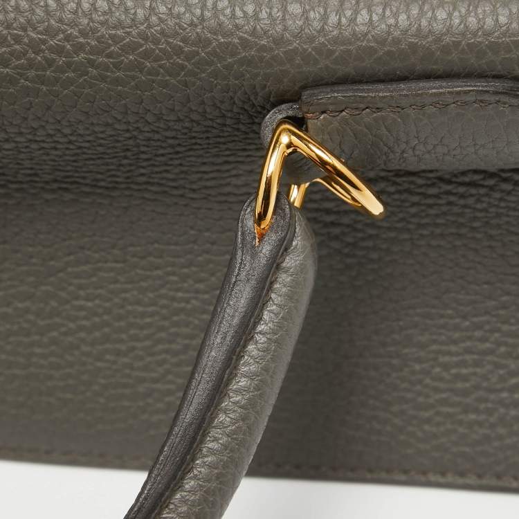 Pre Owned Hermes Etain Togo Leather Gold Finish Kelly Retourne 32 Bag