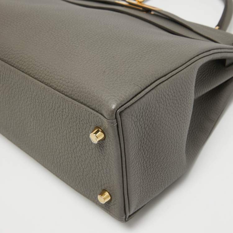 Pre Owned Hermes Etain Togo Leather Gold Finish Kelly Retourne 32 Bag