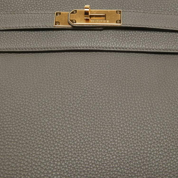 Pre Owned Hermes Etain Togo Leather Gold Finish Kelly Retourne 32 Bag