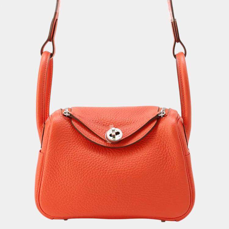 Hermes Rose Texas Taurillon Clemence Lindy Bag Size Mini