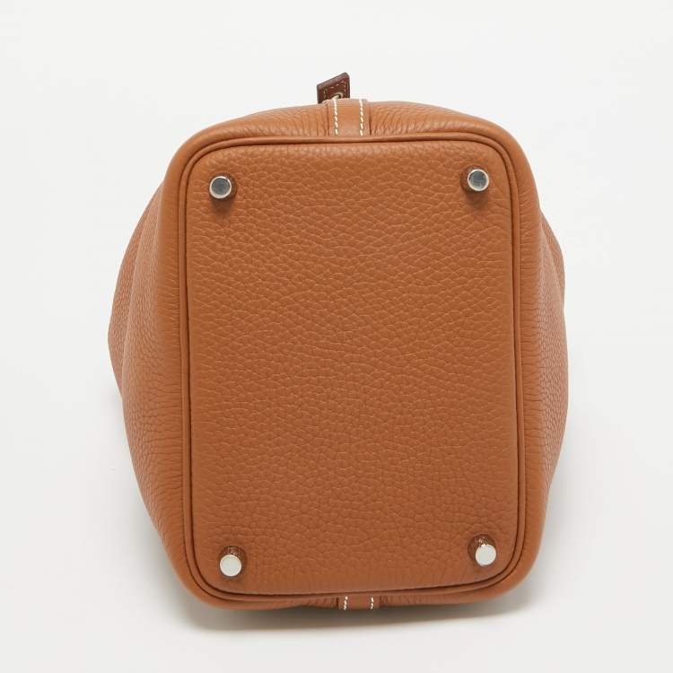 Pre Owned Hermès Gold Taurillon Clemence Leather Picotin Lock 18 Bag