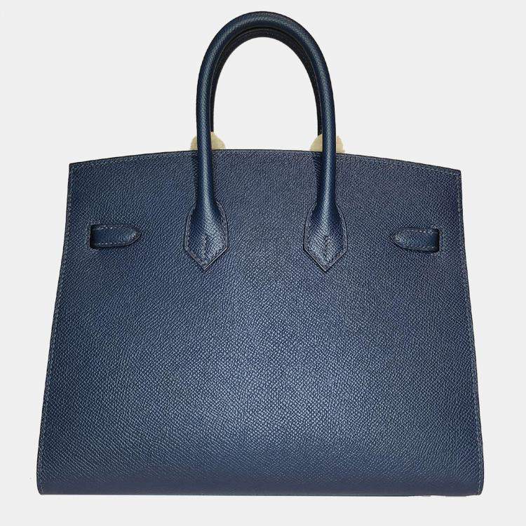 Pre Owned Hermes Bleu de Prusse Epsom Sellier Birkin 25 bag