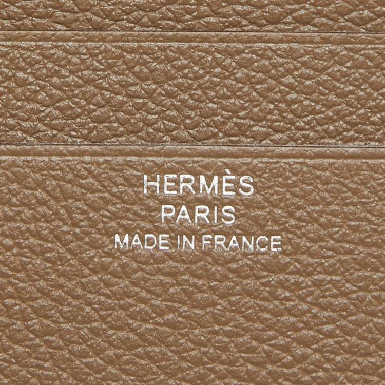 Pre Owned Hermès Etoupe Evercolor Leather H Sellier Card Holder