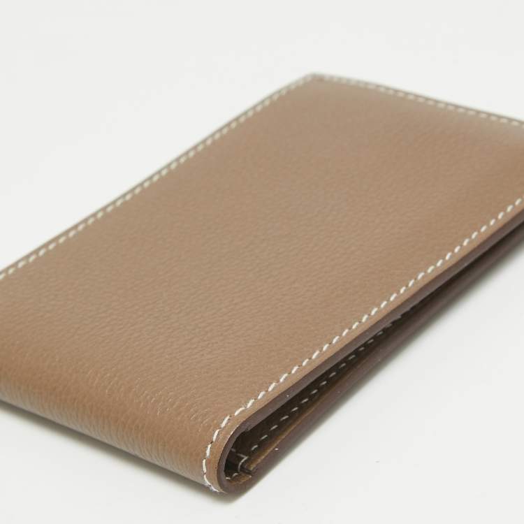 Pre Owned Hermès Etoupe Evercolor Leather H Sellier Card Holder