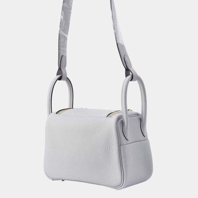 Pre Owned Hermes Blue Gacier Taurillon Clemence Lindy bag Size Mini