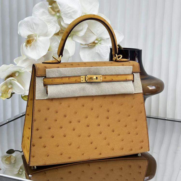 Pre Owned Hermes Ostrich Leather Kelly 25 Bag