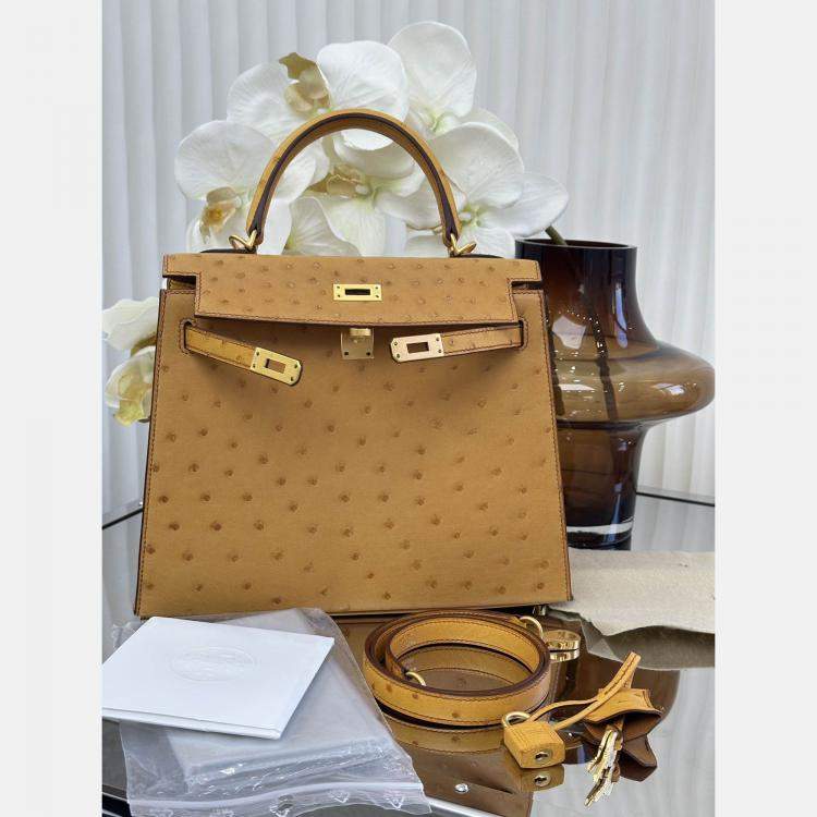 Pre Owned Hermes Ostrich Leather Kelly 25 Bag