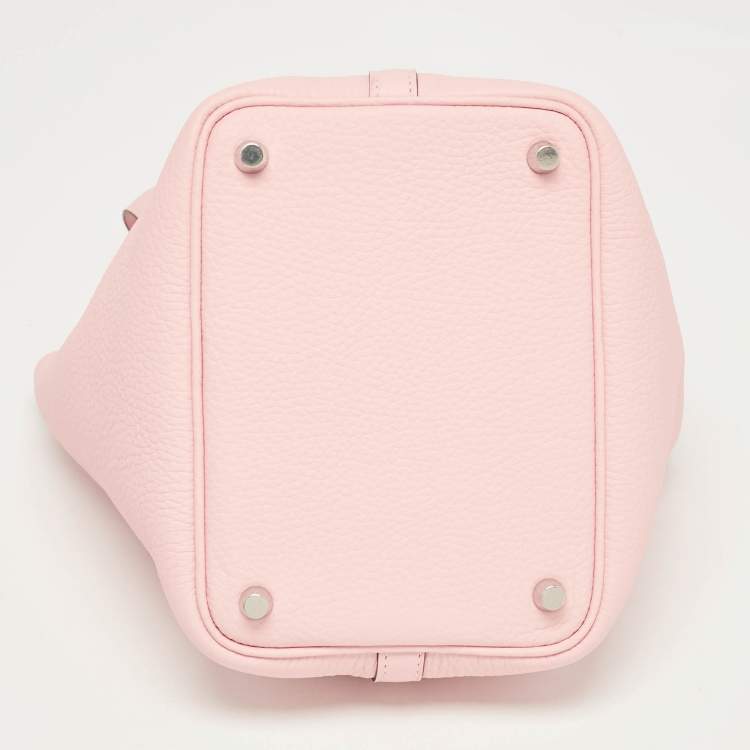 Pre Owned Hermès Rose Sakura Taurillon Clemence Leather Picotin Lock 18 Bag