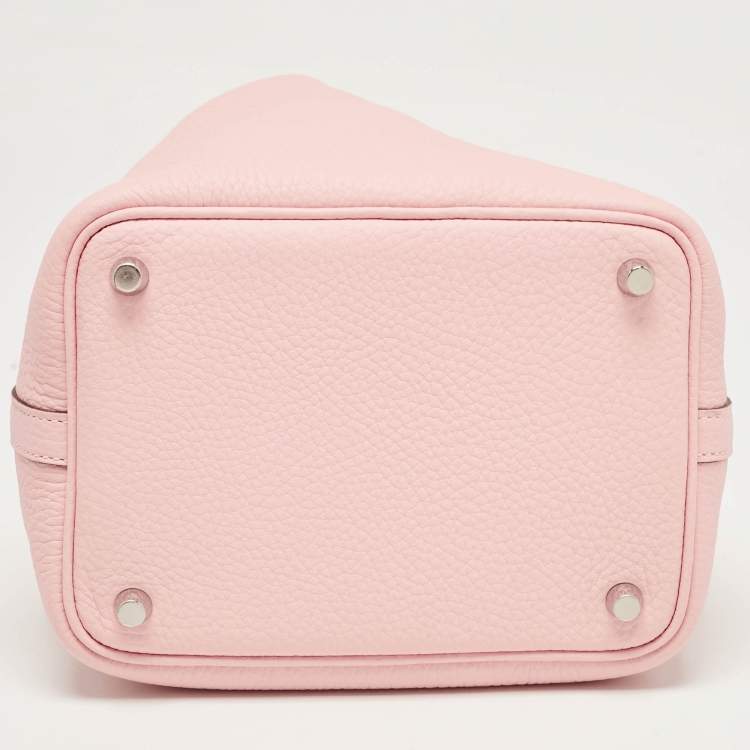 Pre Owned Hermès Rose Sakura Taurillon Clemence Leather Picotin Lock 18 Bag