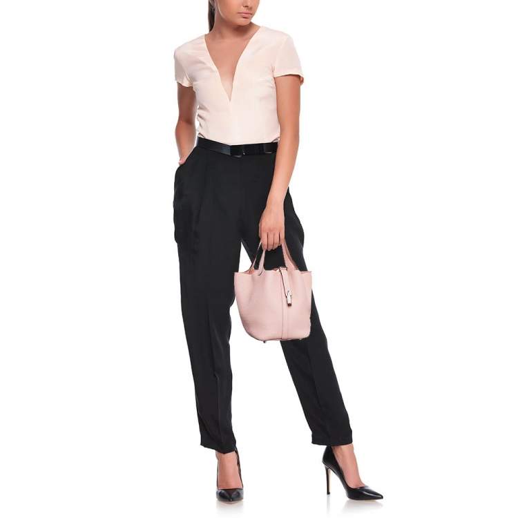 Pre Owned Hermès Rose Sakura Taurillon Clemence Leather Picotin Lock 18 Bag