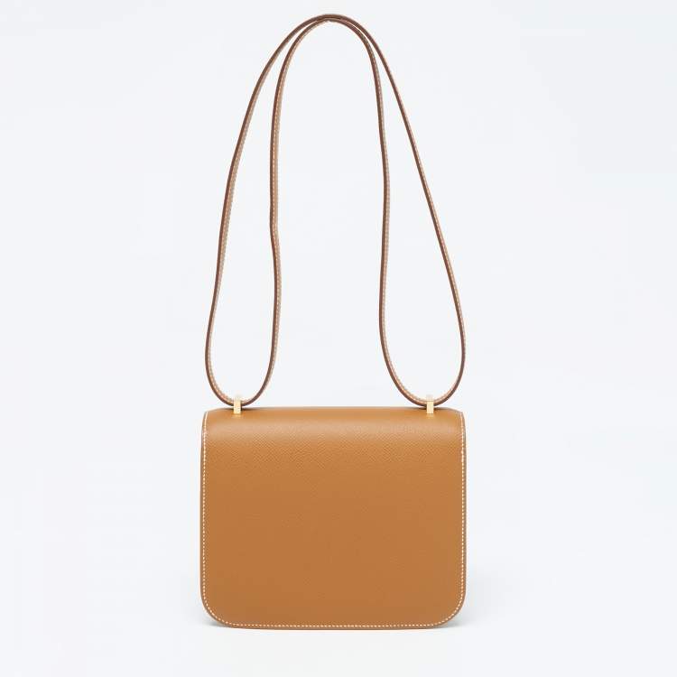 Pre Owned Hermès Gold Epsom Leather Gold Finish Constance 18 Mini Bag