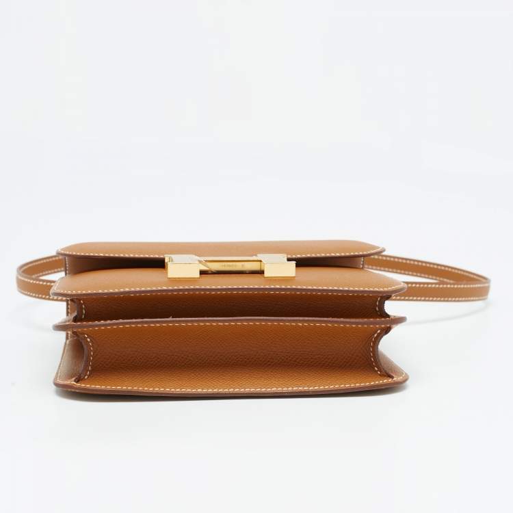 Pre Owned Hermès Gold Epsom Leather Gold Finish Constance 18 Mini Bag
