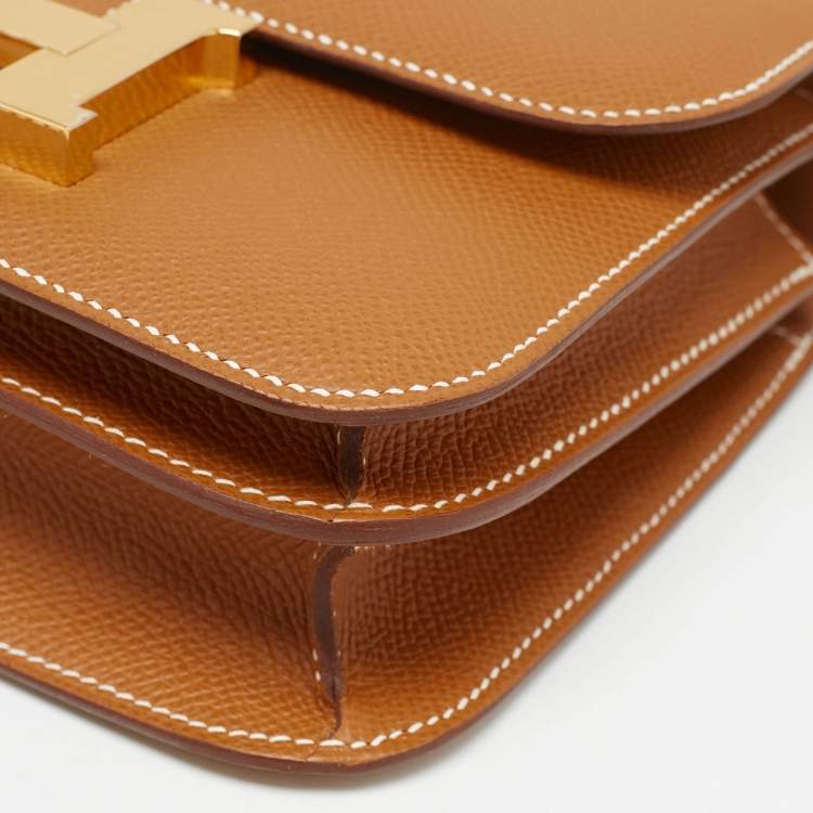 Pre Owned Hermès Gold Epsom Leather Gold Finish Constance 18 Mini Bag