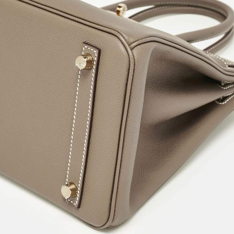 Pre Owned Hermès Etoupe Epsom Leather Gold Finish Birkin 30 Bag