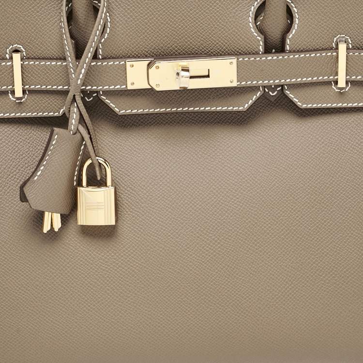 Pre Owned Hermès Etoupe Epsom Leather Gold Finish Birkin 30 Bag
