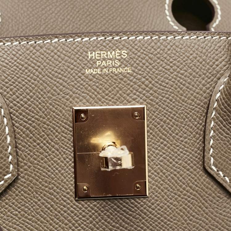 Pre Owned Hermès Etoupe Epsom Leather Gold Finish Birkin 30 Bag